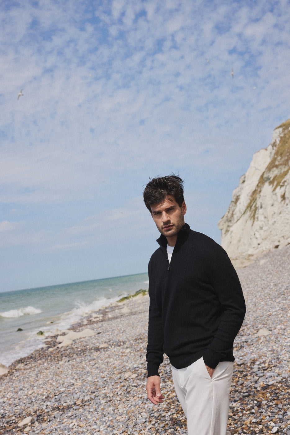 Maglione Collo Alto Con Zip Zalman - Nero