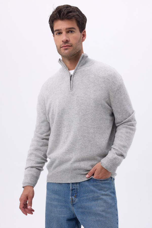 Pull Col Montant Zippe H ZalHomme - Gris Clair - Homme