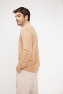 Pull Col Zippe Montant Zalman - Beige - 100% Cachemire Oeko-Tex - Homme