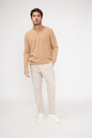 Zalman High Zip Neck Sweater - Beige - 100% Cashmere Oeko-Tex - Man