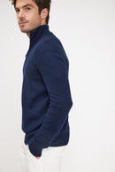 Pull Col Zippe Montant Zalman - Bleu Marine