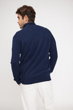 Pull Col Zippe Montant Zalman - Bleu Marine