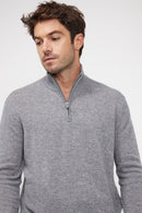 Pull Col Zippe Montant Zalman - Gris Fonce