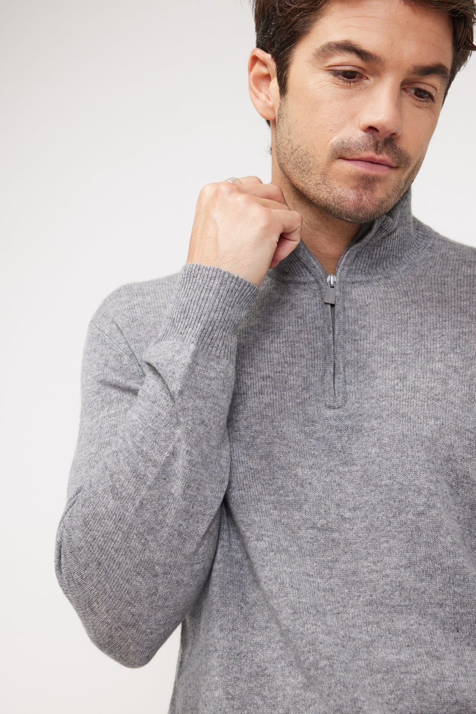 Jersey Cuello Alto con Cremallera Zalman - Gris Oscuro
