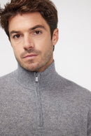 Pull Col Zippe Montant Zalman - Gris Fonce