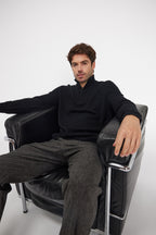Maglione Collo Alto Con Zip Zalman - Nero