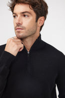 Pull Col Zippe Montant Zalman - Noir