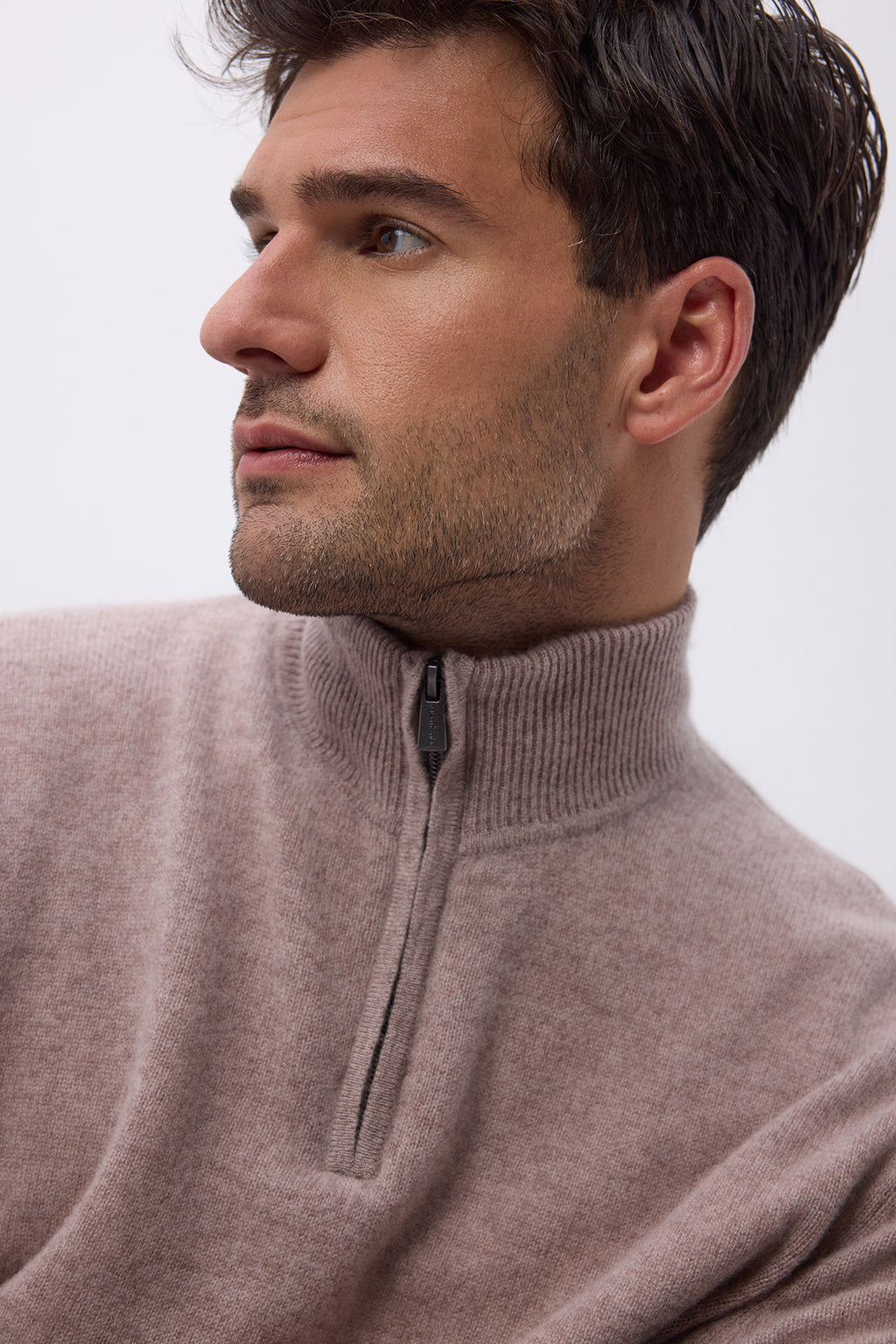 Pull Col Montant Zippe H ZalHomme - Taupe - Homme