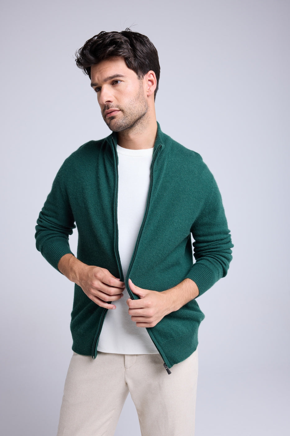 Gilet Con Zip E Collo Alto Zamil - Verde Bottiglia