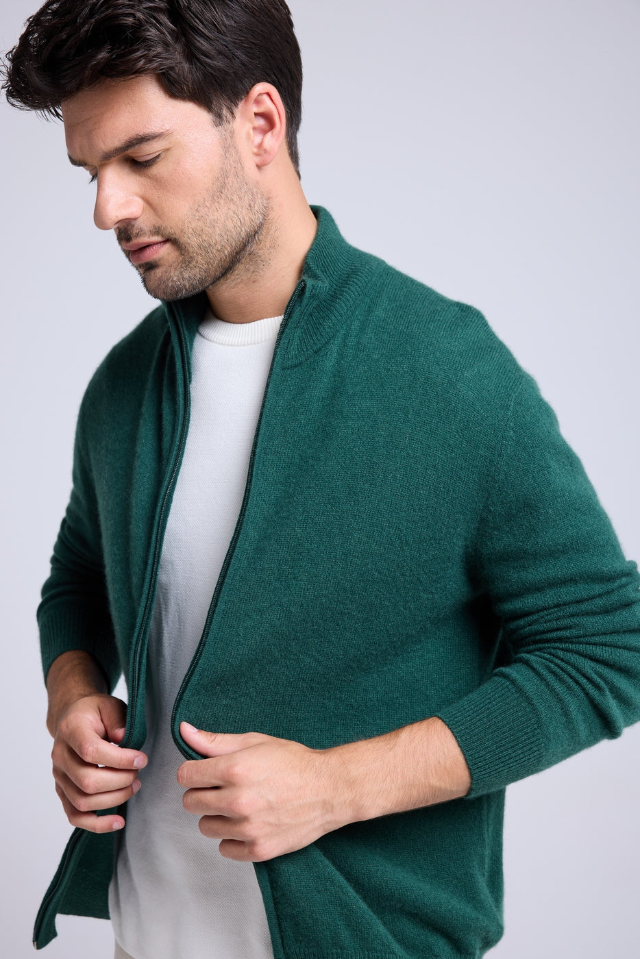Gilet Con Zip E Collo Alto Zamil - Verde Bottiglia
