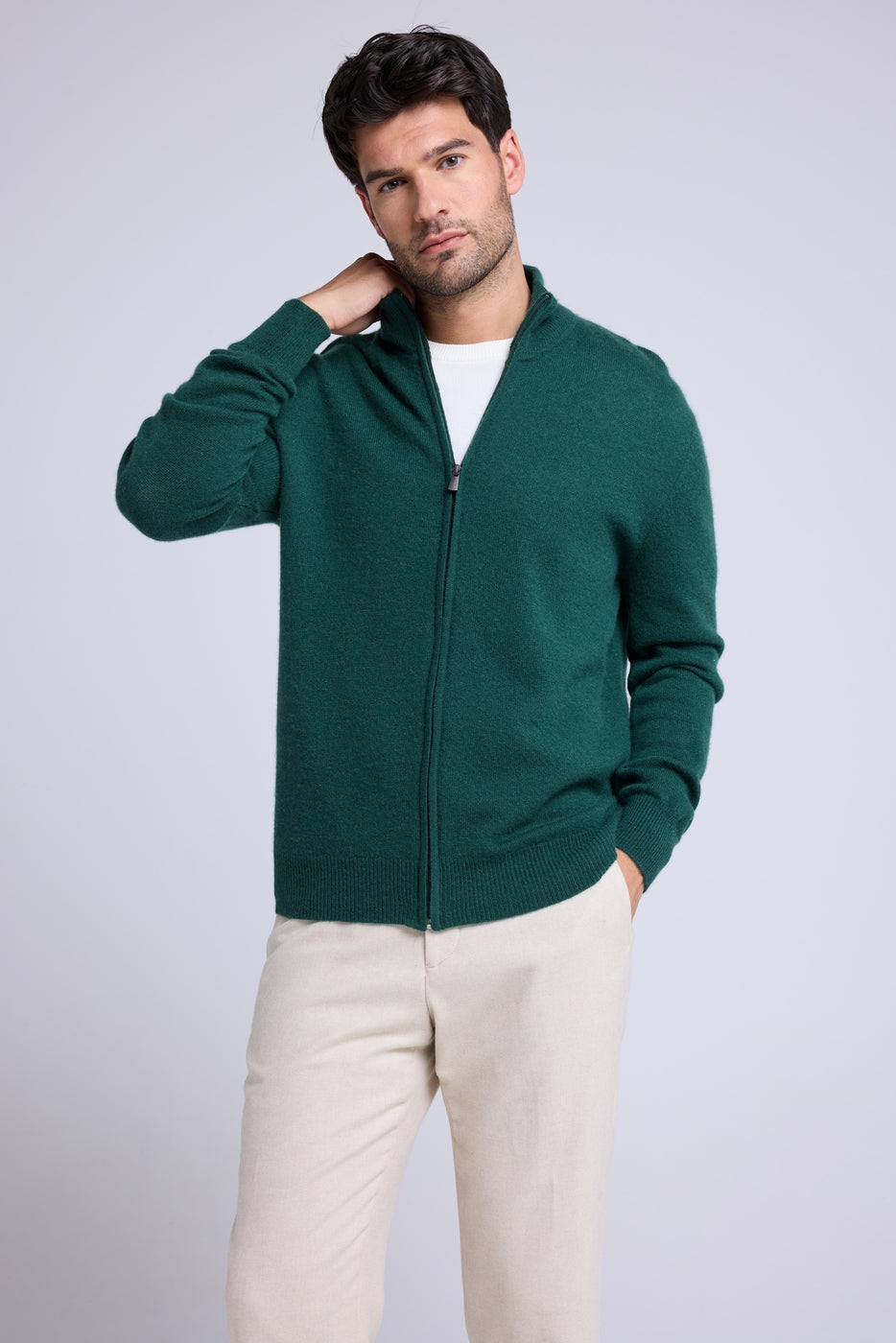 Gilet Con Zip E Collo Alto Zamil - Verde Bottiglia