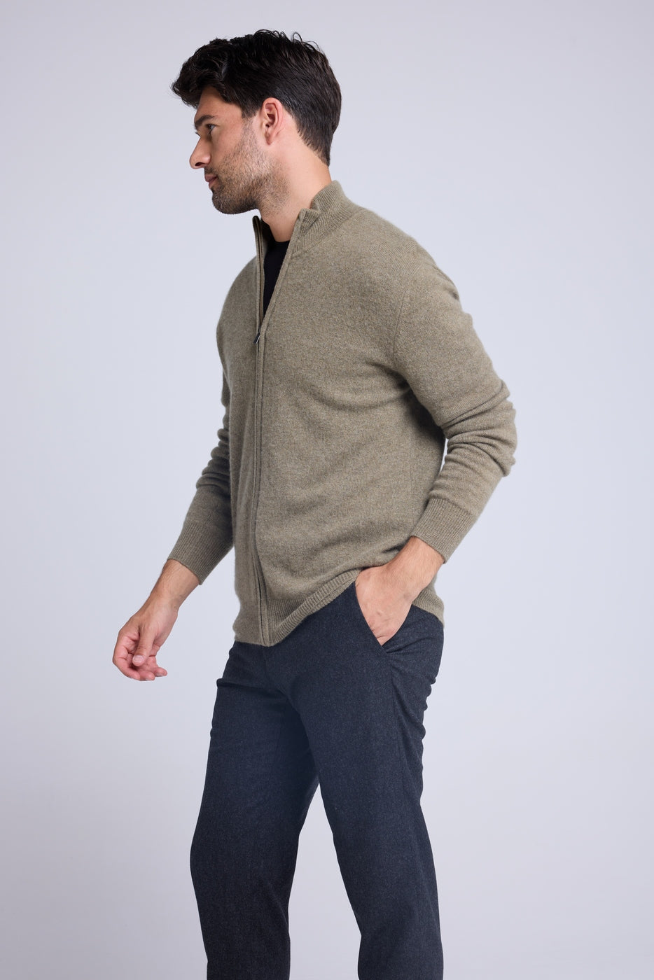 Gilet Zippe Col Montant Zamil - Vert Khaki - Homme