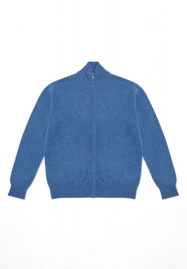 Zamil Cardigan med Lynlås og Høj Krave - Bleu Jean