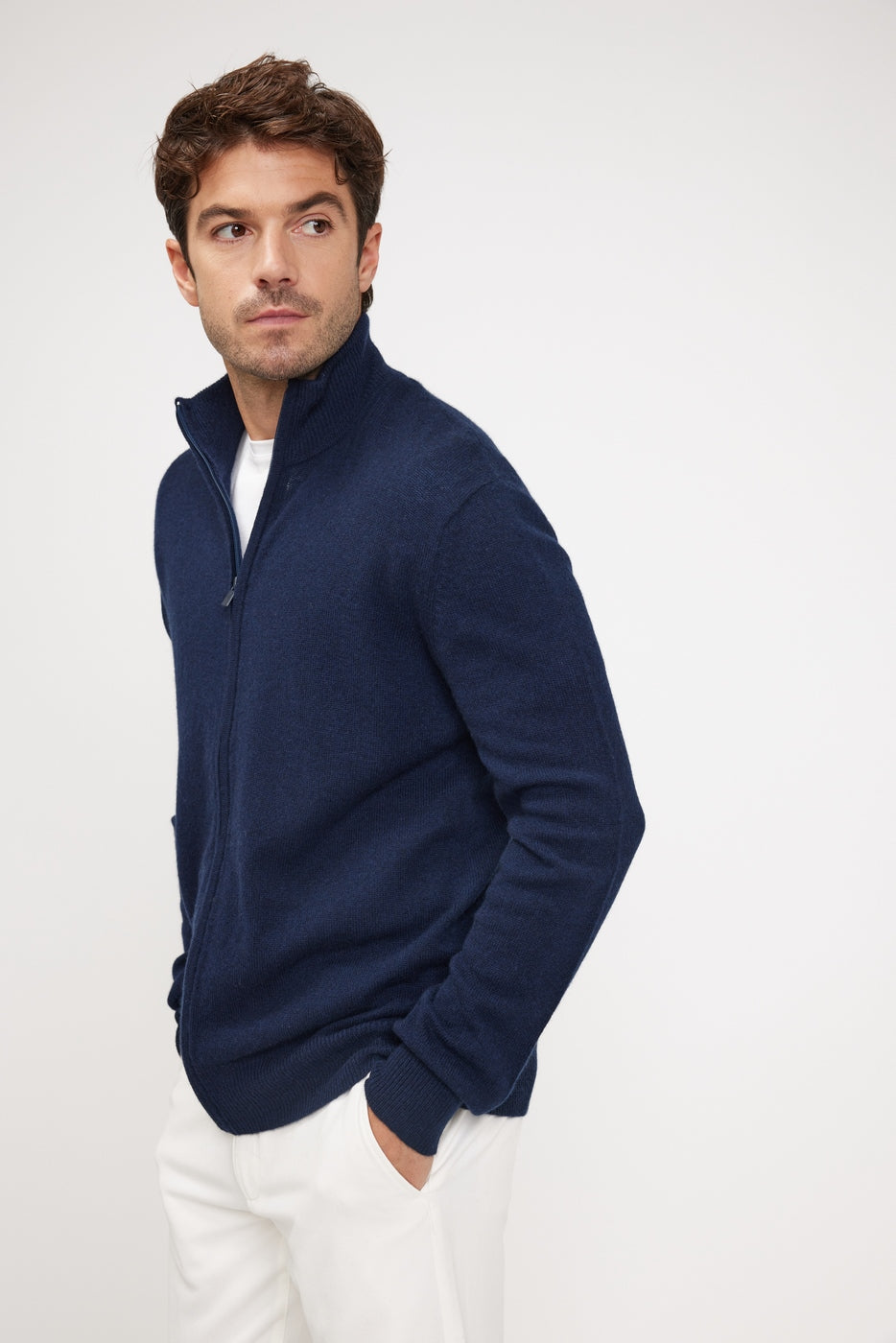 Gilet con Zip Collo Alto Zamil - Blu Marino