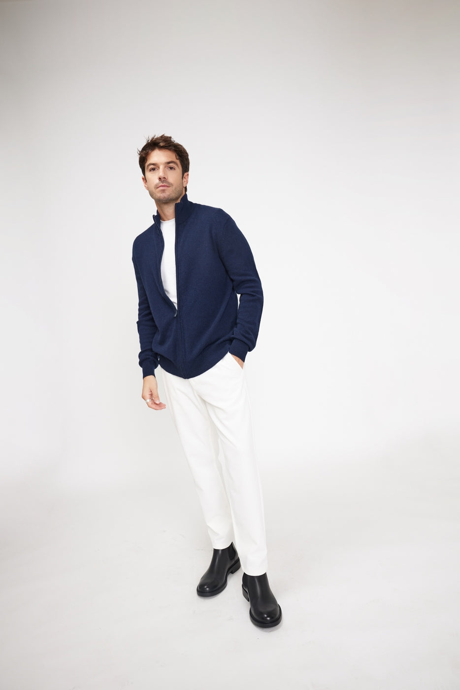 Gilet con Zip Collo Alto Zamil - Blu Marino