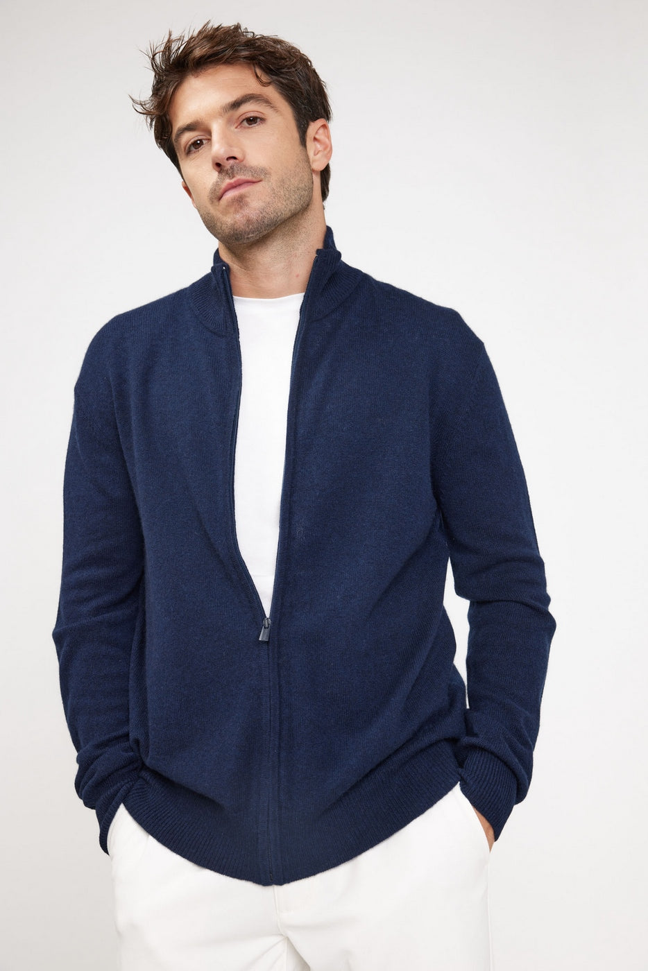 Gilet con Zip Collo Alto Zamil - Blu Marino
