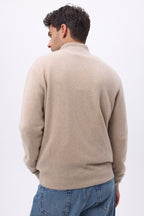 Zamil cardigan med lynlås og høj hals – Creme – Herre