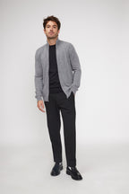 Zamil Zip-Up High-Neck Cardigan - Dark Grey