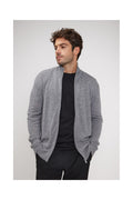 Zamil Zip-Up High-Neck Cardigan - Dark Grey