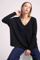 Poncho Sweater Zancha - Black - 100% Cashmere Oeko-Tex - Woman