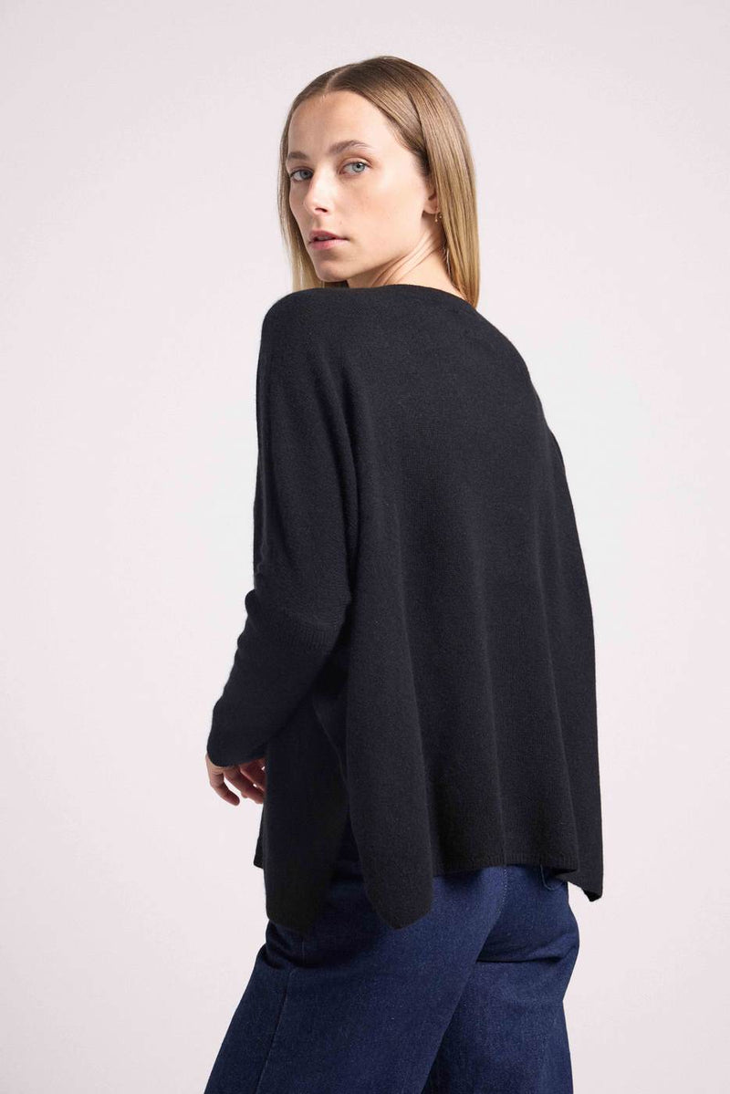 Zancha Poncho Sweater - Negro - 100% Cachemira Oeko-Tex - Mujer