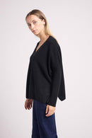 Poncho Sweater Zancha - Black - 100% Cashmere Oeko-Tex - Woman