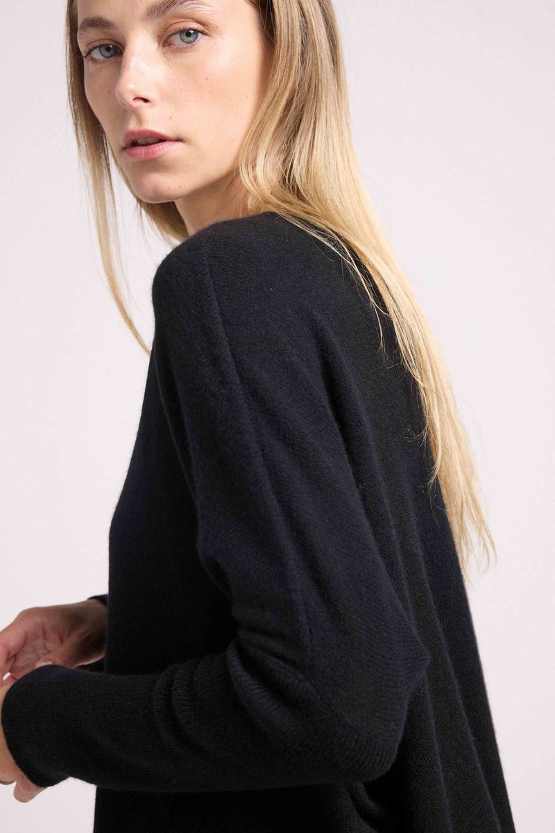 Poncho Sweater Zancha - Black - 100% Cashmere Oeko-Tex - Woman