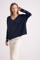 Pull Poncho Zancha - Bleu Marine - 100% Cachemire Oeko-Tex - Femme