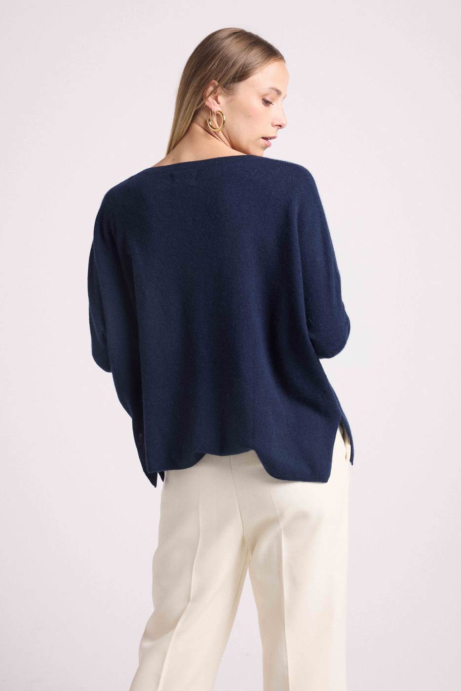 Maglione Poncho Scollo a V Zancha - Blu Navy