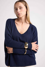 Maglione Poncho Scollo a V Zancha - Blu Navy