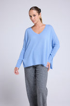 Maglione con scollo a V poncho Zancha - Celeste