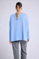 Pull Col V Poncho Zancha - Bleu Ciel