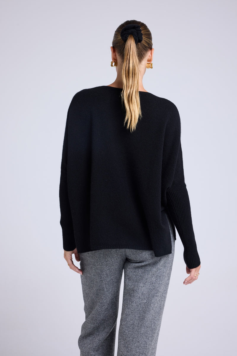 Pull Col V Strass Poncho Zancha - Noir Strass