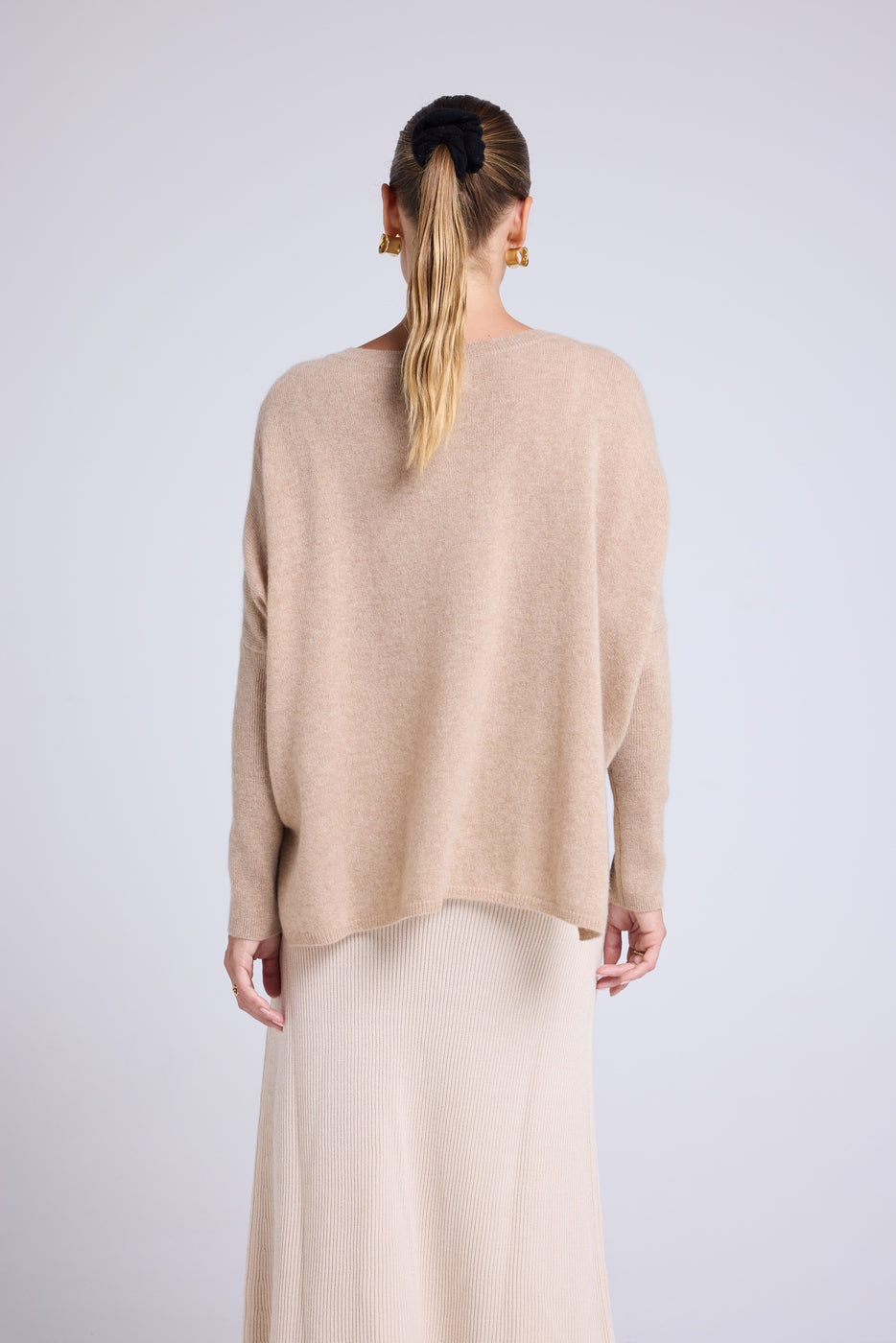 Maglione Scollo a V Poncho Zancha - Beige Crema