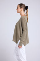 Pull Col V Poncho Zancha - Vert Khaki