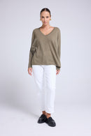 Pull Col V Poncho Zancha - Vert Khaki