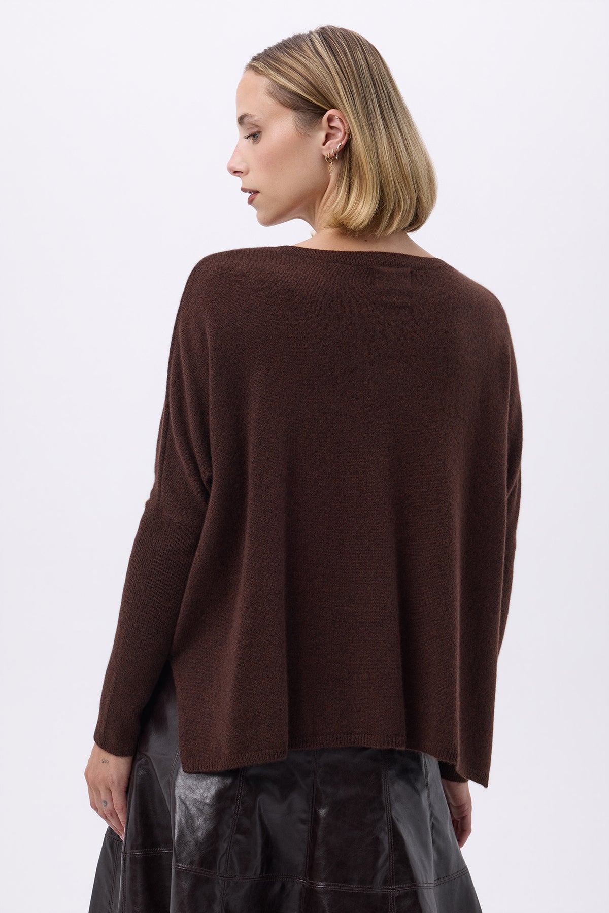 Pull Col V Poncho F Zancha - Marron - Femme
