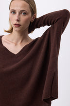 Pull Col V Poncho F Zancha - Marron - Femme