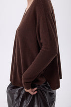 Pull Col V Poncho F Zancha - Marron - Femme
