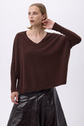 Pull Col V Poncho F Zancha - Marron - Femme