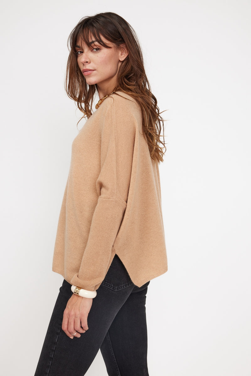 Zancha Poncho Sweater - Beige - 100% Cachemira Oeko-Tex - Mujer