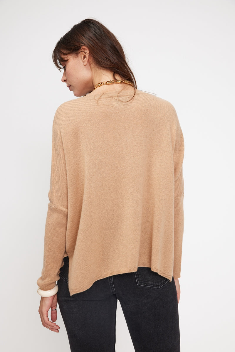 Poncho Sweater Zancha - Beige - 100% Cashmere Oeko-Tex - Woman