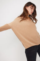 Poncho Sweater Zancha - Beige - 100% Cashmere Oeko-Tex - Woman