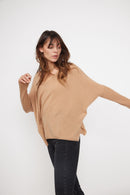 Poncho Sweater Zancha - Beige - 100% Cashmere Oeko-Tex - Woman