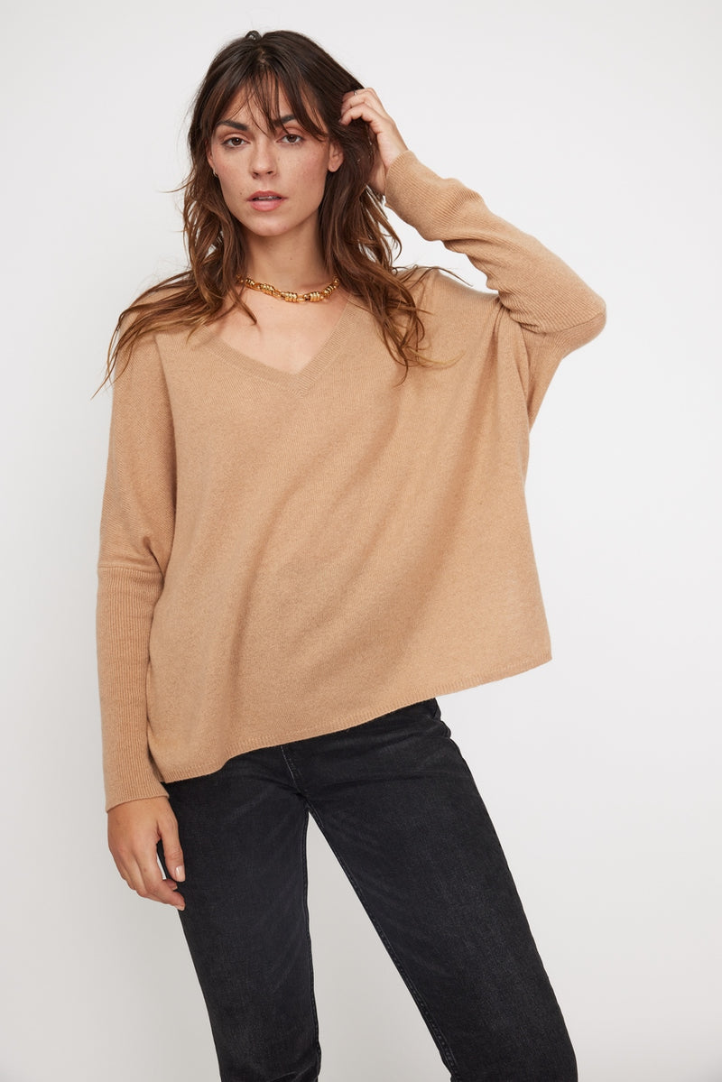 Pull Poncho Zancha - Beige - 100% Cachemire Oeko-Tex - Femme