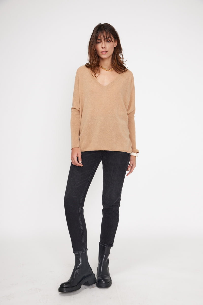 Poncho Sweater Zancha - Beige - 100% Cashmere Oeko-Tex - Woman