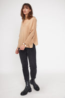 Poncho Sweater Zancha - Beige - 100% Cashmere Oeko-Tex - Woman