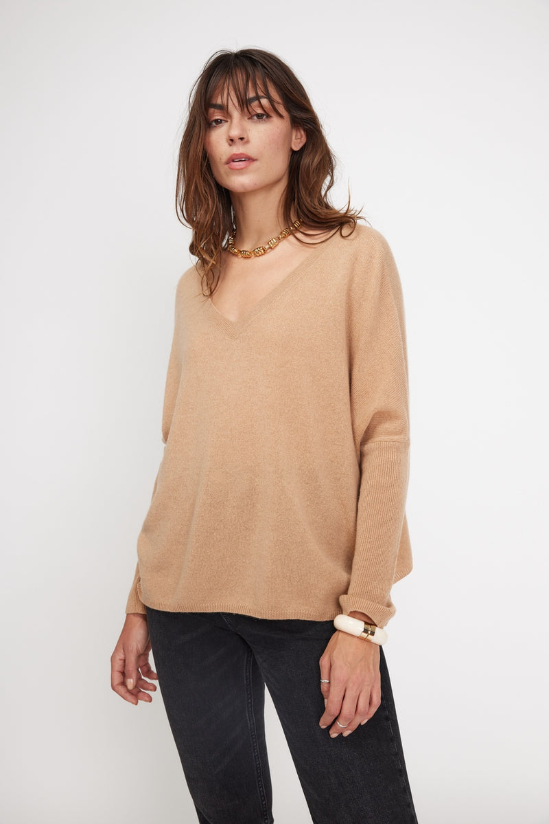 Poncho Sweater Zancha - Beige - 100% Cashmere Oeko-Tex - Woman