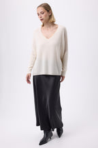 Sweter poncho z dekoltem w serek Zancha - Biały - Kobieta