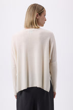 Sweter poncho z dekoltem w serek Zancha - Biały - Kobieta